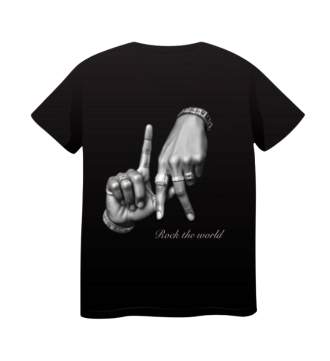 Rock the World Graphic T-Shirt – Black